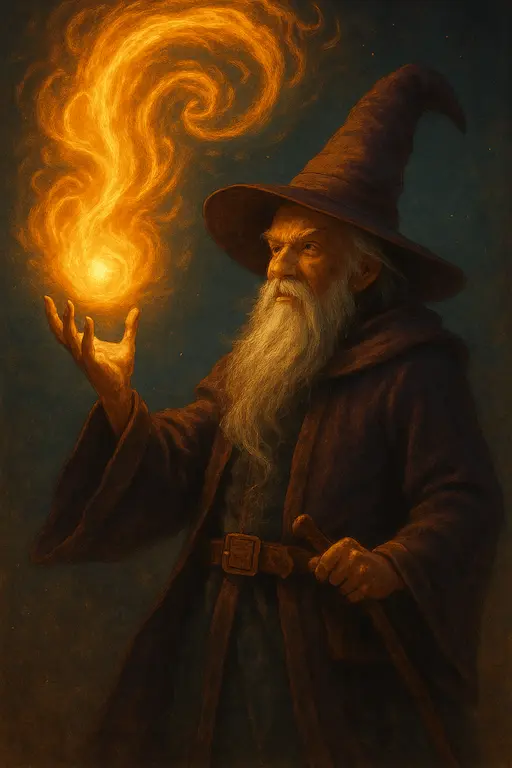 Wizard conjuring a powerful spell
