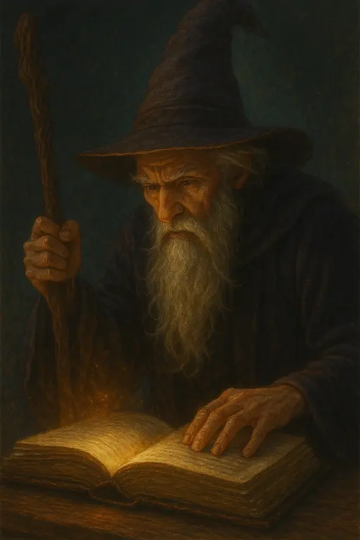 Wizard conjuring a powerful spell